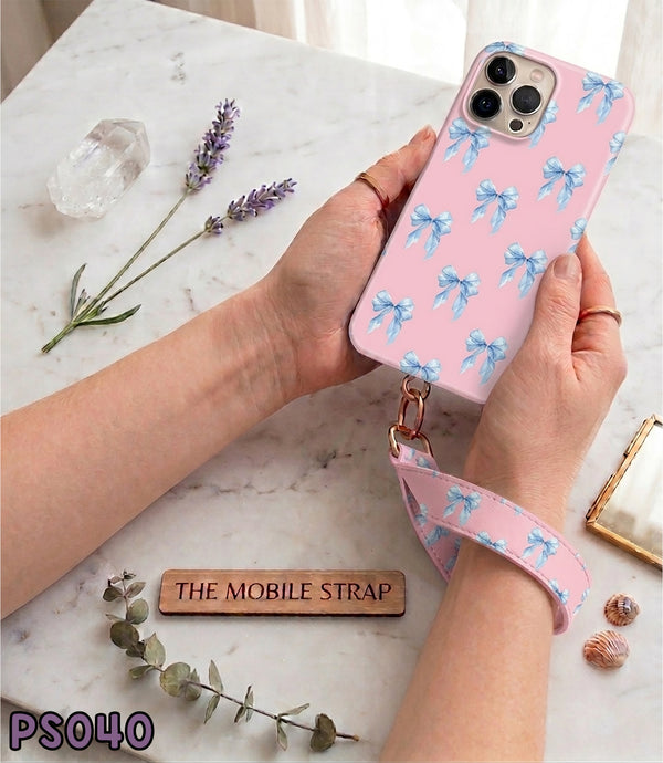 PS040 - Pink Blue Watercolor Bow - Aesthetic Wrist Charm